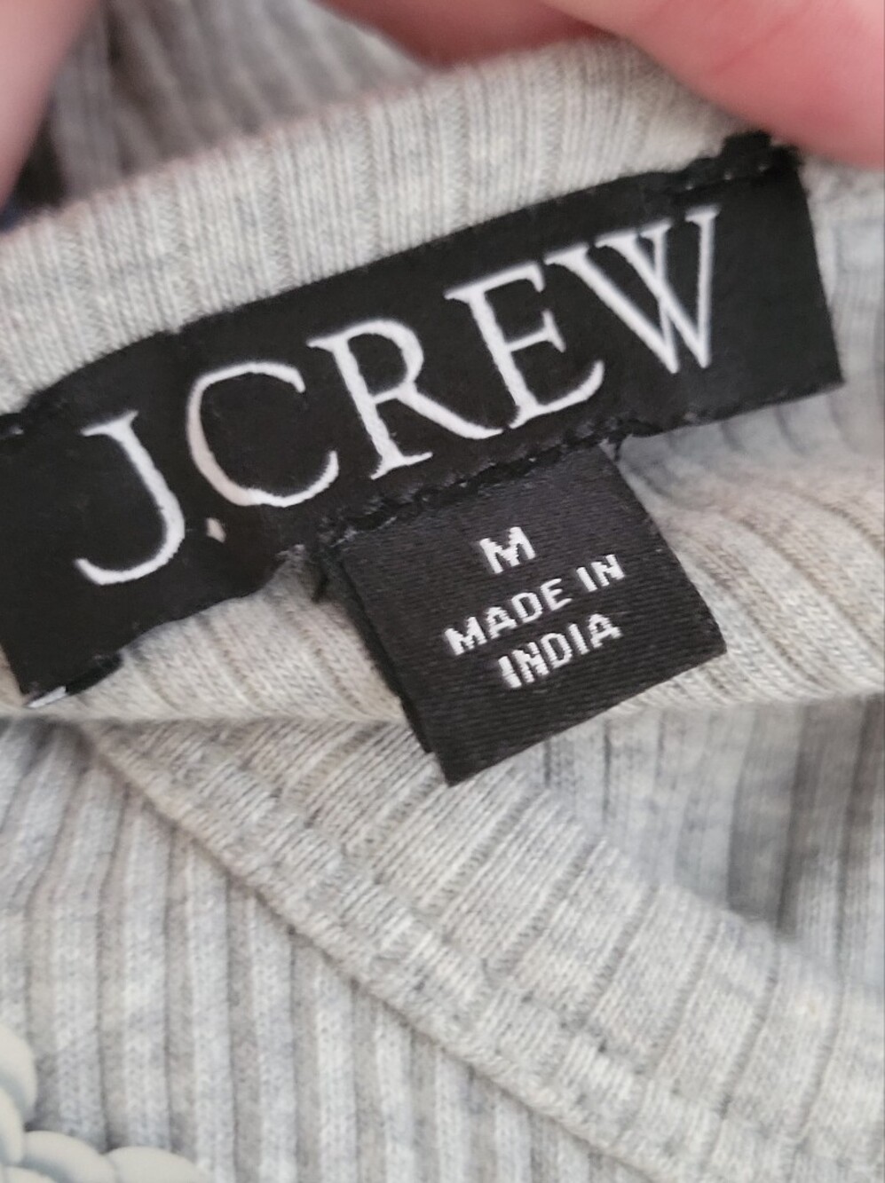 J Crew Sequin T Shirt Gray & Silver Embellished Ribbed Slim Fit Cotton Modal MD - Picture 10 of 11